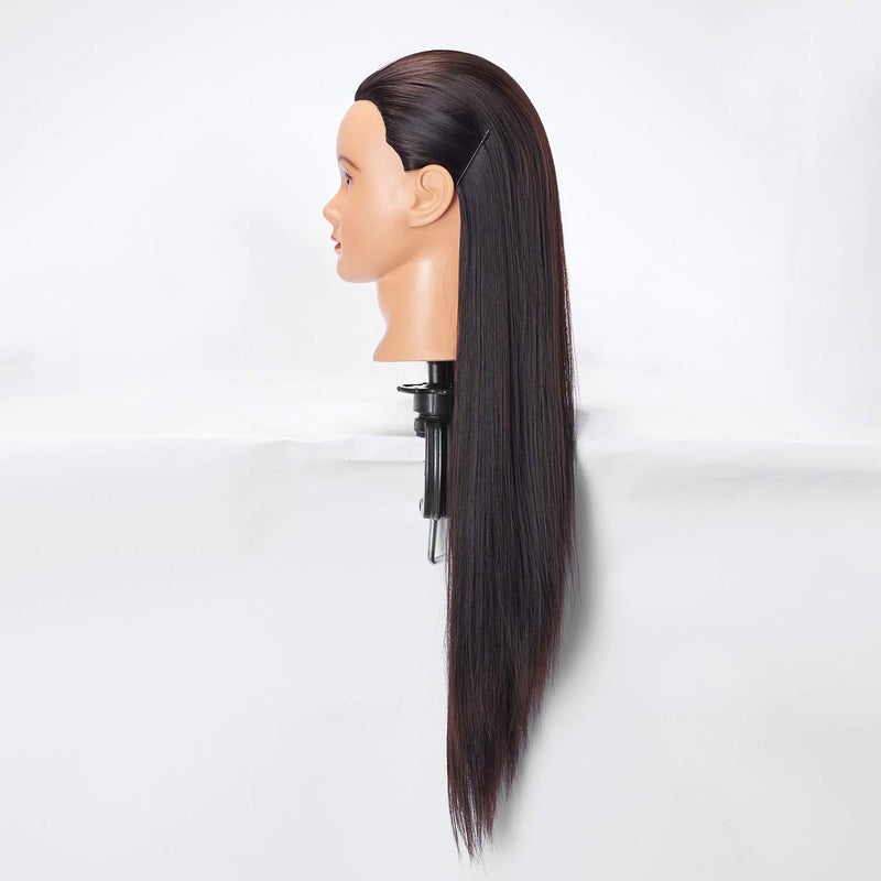 Hairlink 26-28'' Mannequin Head Synthetic Fiber Long Hair Styling Training Head Dolls for Cosmetology Manikin Maniquins Practice Head with Clamp Stand Holder (6611LB0220) - Image 3